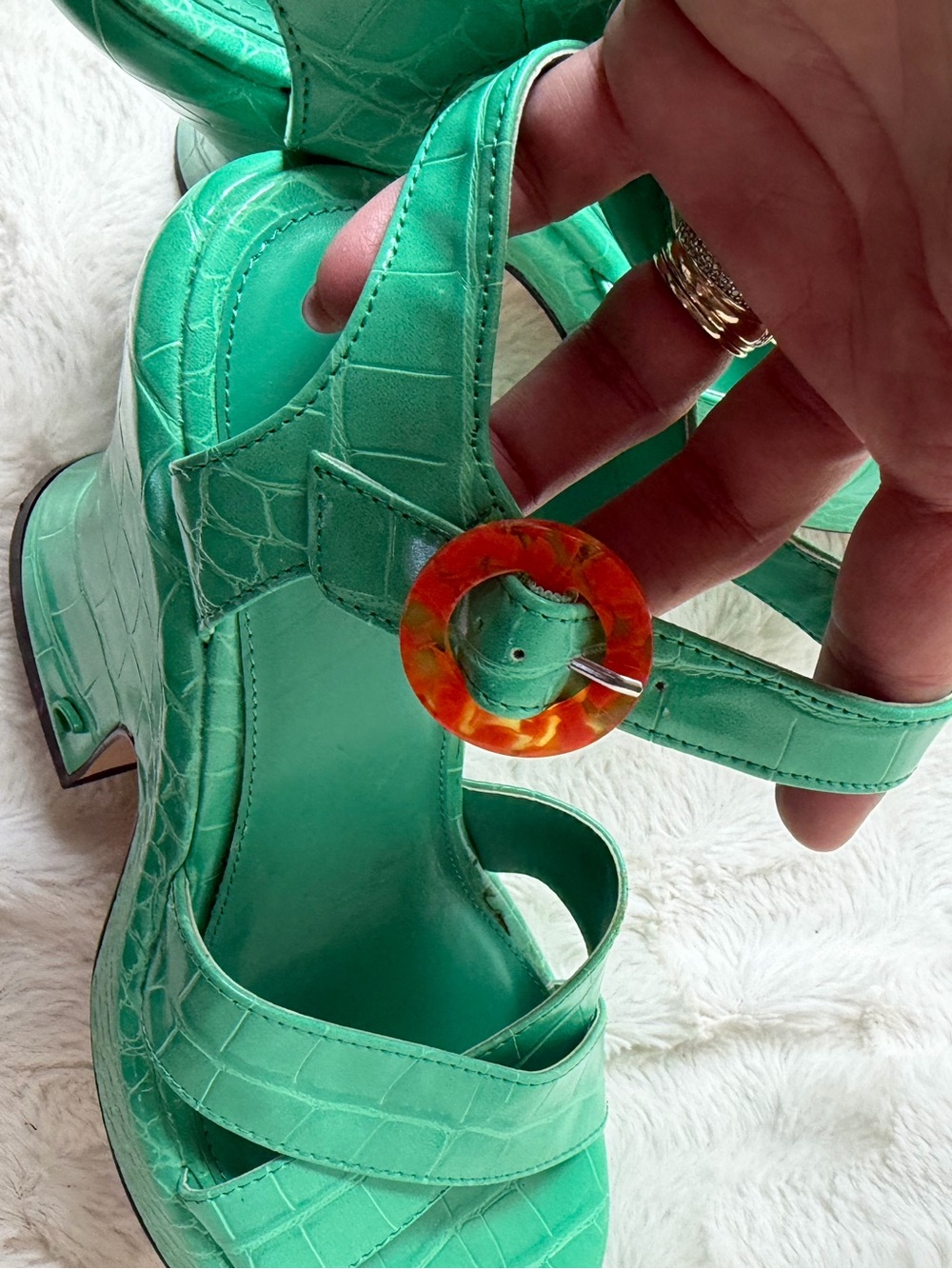 NWOT! Circus by Sam Edelman Peony platform sandals in bright jade green croc - Picture 7 of 8
